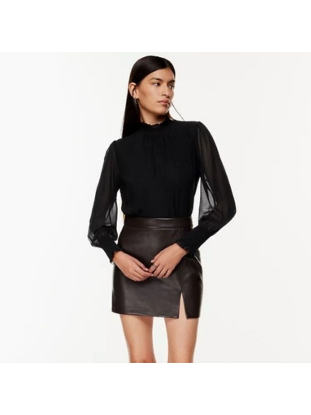 Wilfred Black Ruffled Blouse Large NWT